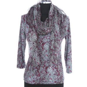 Leggiardo Purple and Grey Snakeskin Print Shirt and Matching Scarf Size Small